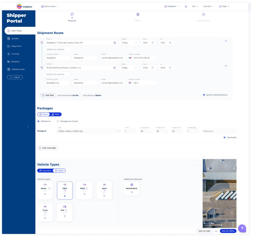 Shipper Portal Screenshot